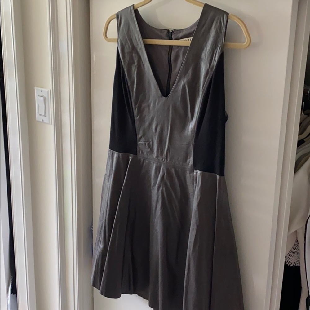 Alice and Olivia Grey Leather Dress Size 8